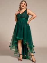 Load image into Gallery viewer, Color=Dark Green | Sparkling Wholesale Evening Dresses with Asymmetrical Hem Deep V Neck-Dark Green 19