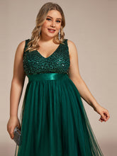 Load image into Gallery viewer, Color=Dark Green | Sparkling Wholesale Evening Dresses with Asymmetrical Hem Deep V Neck-Dark Green 18