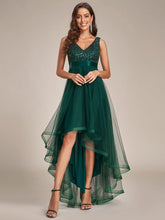 Load image into Gallery viewer, Color=Dark Green | Sparkling Wholesale Evening Dresses with Asymmetrical Hem Deep V Neck-Dark Green 20