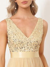 Load image into Gallery viewer, Color=Dark Green | Sparkling Wholesale Evening Dresses with Asymmetrical Hem Deep V Neck-Dark Green 28