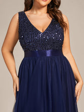 Load image into Gallery viewer, Color=Navy Blue | Sparkling Wholesale Evening Dresses with Asymmetrical Hem Deep V Neck-Navy Blue 33