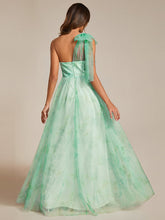 Load image into Gallery viewer, Color=Mint Green | Printed Bowknot Empire Waist Strapless Formal Evening Dress-Mint Green 10