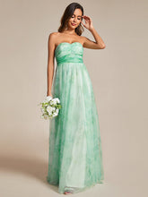 Load image into Gallery viewer, Color=Mint Green | Printed Bowknot Empire Waist Strapless Formal Evening Dress-Mint Green 11