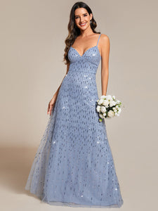 Color=Light Blue | Plus Size Sweetheart Simple Wedding Dress with Puff Sleeves-Light Blue 5