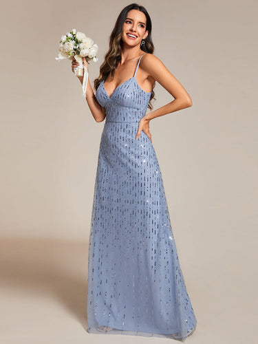 Color=Light Blue | Plus Size Sweetheart Simple Wedding Dress with Puff Sleeves-Light Blue 1