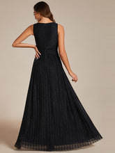 Load image into Gallery viewer, Color=Black | Glittery Pleated Empire Waist Sleeveless Formal Evening Dress-Black 14
