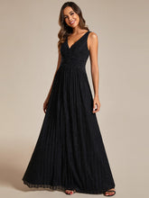 Load image into Gallery viewer, Color=Black | Glittery Pleated Empire Waist Sleeveless Formal Evening Dress-Black 13