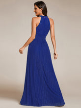 Load image into Gallery viewer, Color=Sapphire Blue | Glittery Halter Neck Pleated Formal Wholesale Evening Dress-Sapphire Blue 32