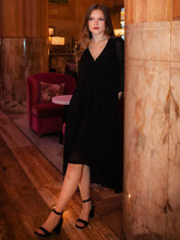 Load image into Gallery viewer, Color=Black | Women's Knee-Length Wholesale Homecoming Cocktail Dresses With Short Sleeves-Black 1