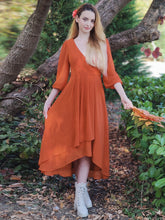 Load image into Gallery viewer, Color=Burnt Orange | Women's Knee-Length Wholesale Homecoming Cocktail Dresses With Short Sleeves-Burnt Orange 2