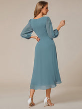 Load image into Gallery viewer, Color=Dusty Blue | Women's Knee-Length Wholesale Homecoming Cocktail Dresses With Short Sleeves-Dusty Blue 4