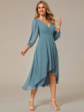 Load image into Gallery viewer, Color=Dusty Blue | Women's Knee-Length Wholesale Homecoming Cocktail Dresses With Short Sleeves-Dusty Blue 5