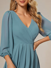 Load image into Gallery viewer, Color=Dusty Blue | Women's Knee-Length Wholesale Homecoming Cocktail Dresses With Short Sleeves-Dusty Blue 2
