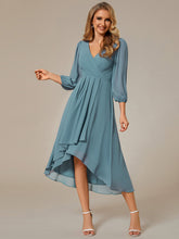 Load image into Gallery viewer, Color=Dusty Blue | Women's Knee-Length Wholesale Homecoming Cocktail Dresses With Short Sleeves-Dusty Blue 1