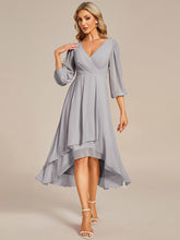 Load image into Gallery viewer, Color=Grey | Women's Knee-Length Wholesale Homecoming Cocktail Dresses With Short Sleeves-Grey 1