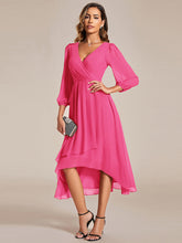 Load image into Gallery viewer, Color=Hot Pink | Women's Knee-Length Wholesale Homecoming Cocktail Dresses With Short Sleeves-Hot Pink 3