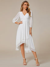 Load image into Gallery viewer, Color=White | Women's Knee-Length Wholesale Homecoming Cocktail Dresses With Short Sleeves-White 4