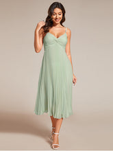 Load image into Gallery viewer, Color=Mint Green | Chiffon Bownot Neck Midi Length Wholesale Wedding Guest Dress-Mint Green 2