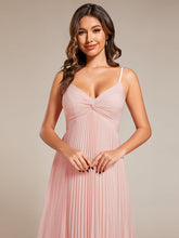 Load image into Gallery viewer, Color=Pink | Chiffon Bownot Neck Midi Length Wholesale Wedding Guest Dress-Pink