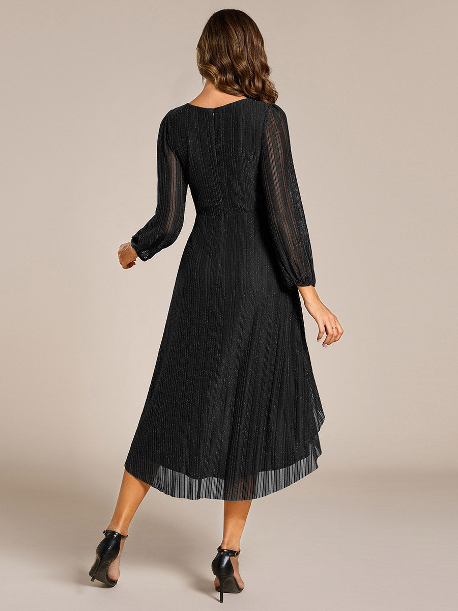 Elegant Young Fashion Midi Length V Neck Shimmer Fabric Wedding Guest –  Efashiongirl Wholesale