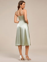 Load image into Gallery viewer, Color=Mint Green | Pleated Spaghetti Strap Sleeveless A-Line Midi Wedding Guest Dress-Mint Green 7
