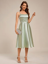 Load image into Gallery viewer, Color=Mint Green | Pleated Spaghetti Strap Sleeveless A-Line Midi Wedding Guest Dress-Mint Green 10