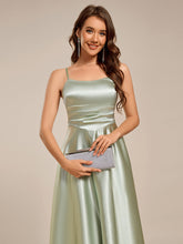 Load image into Gallery viewer, Color=Mint Green | Pleated Spaghetti Strap Sleeveless A-Line Midi Wedding Guest Dress-Mint Green 8