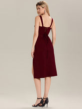 Load image into Gallery viewer, Color=Burgundy | Industrial Use Strapless High Stretch Bodycon Midi Dress with Thigh-High Slit | Wedding Guest Dresses-Burgundy 2