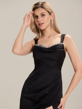 Load image into Gallery viewer, Color=Black | Industrial Use Strapless High Stretch Bodycon Midi Dress with Thigh-High Slit | Wedding Guest Dresses-Black 8