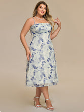 Load image into Gallery viewer, Color=Blue | Industrial Use Sleeveless High Stretch A-Line Cowl Neck Midi Wedding Guest Dresses-Blue 9