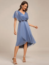 Load image into Gallery viewer, Color=Dusty Blue | Shimmer Bat-wing Sleeve Asymmetrical Hem Wedding Guest Dresses-Dusty Blue 10