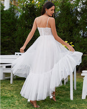 Load image into Gallery viewer, Color=Ivory | Tulle Sweetheart Spaghetti Strap High Low Wholesale Wedding Dress-Ivory 5