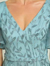 Load image into Gallery viewer, Color=Dusty blue | Gorgeous V Neck Leaf-Sequined Fishtail Wholesale Party Dress-Dusty blue 5