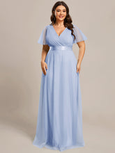 Load image into Gallery viewer, Color=Ice Blue | Women's V-Neck A-Line Floor-Length Wholesale Bridesmaid Dresses-Ice Blue 65