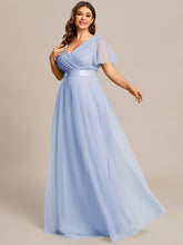 Load image into Gallery viewer, Color=Ice Blue | Women's V-Neck A-Line Floor-Length Wholesale Bridesmaid Dresses-Ice Blue 61