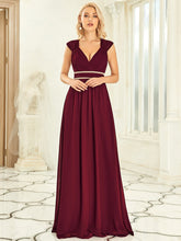 Load image into Gallery viewer, Color=Burgundy | Sleeveless Floor Length V Neck Wholesale Bridesmaid dresses-Burgundy 8