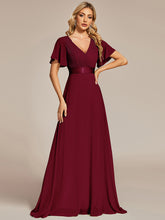 Load image into Gallery viewer, Simple Empire Waist Flowing Sleeves Evening Dress #Burgundy