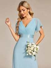 Load image into Gallery viewer, Simple Empire Waist Flowing Sleeves Evening Dress #Sky Blue