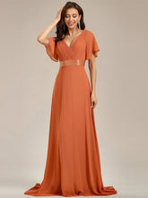 Load image into Gallery viewer, Simple Empire Waist Flowing Sleeves Evening Dress #Brandied Melon