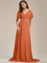 Load image into Gallery viewer, Simple Empire Waist Flowing Sleeves Evening Dress #Brandied Melon