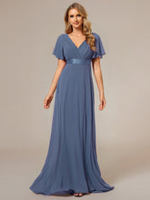 Load image into Gallery viewer, Simple Empire Waist Flowing Sleeves Evening Dress #Dusty Blue