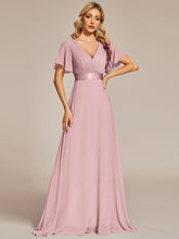 Load image into Gallery viewer, Simple Empire Waist Flowing Sleeves Evening Dress #Dusty Rose