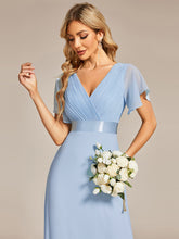 Load image into Gallery viewer, Simple Empire Waist Flowing Sleeves Evening Dress #Ice Blue