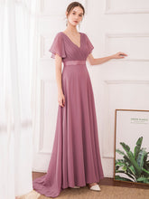 Load image into Gallery viewer, Simple Empire Waist Flowing Sleeves Evening Dress #Purple Orchid