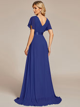 Load image into Gallery viewer, Simple Empire Waist Flowing Sleeves Evening Dress #Sapphire Blue