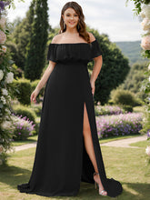 Load image into Gallery viewer, Women's Plus Size Ruffle Thigh Split Wholesale Bridesmaid Dresses