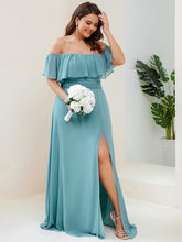 Load image into Gallery viewer, Color=Light teal | womens-a-line-off-shoulder-ruffle-thigh-split-bridesmaid-dresses-es00969-2-Light teal 38
