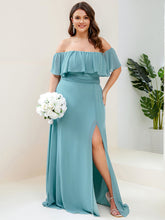Load image into Gallery viewer, Color=Light teal | womens-a-line-off-shoulder-ruffle-thigh-split-bridesmaid-dresses-es00969-2-Light teal 36