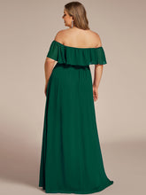 Load image into Gallery viewer, Color=Dark Green | womens-a-line-off-shoulder-ruffle-thigh-split-bridesmaid-dresses-es00969-2-Dark Green 42