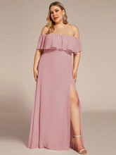 Load image into Gallery viewer, Color=Dusty Rose | womens-a-line-off-shoulder-ruffle-thigh-split-bridesmaid-dresses-es00969-2-Dusty Rose 56